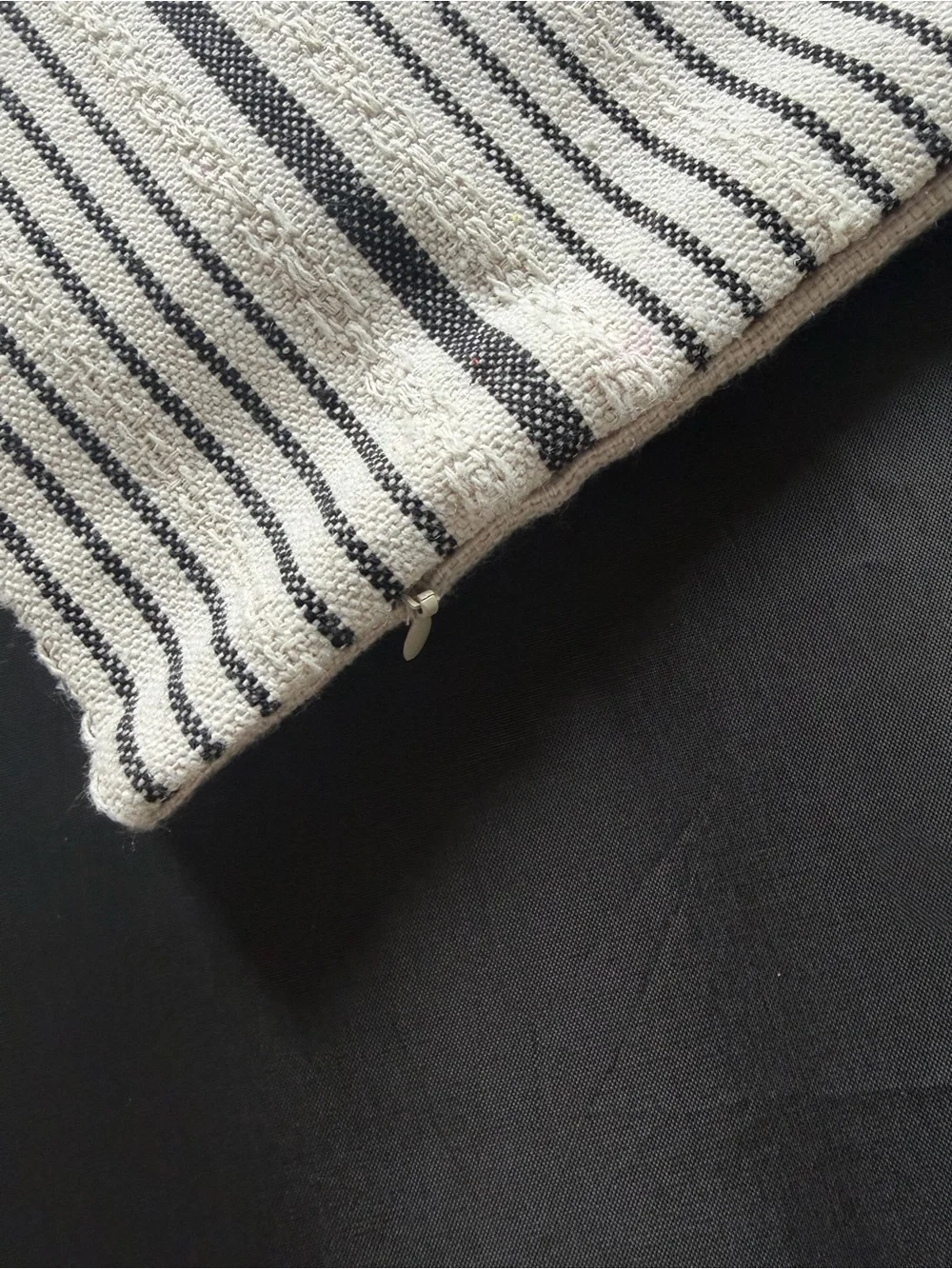 Striped Neutral Throw Pillow Cover in Black Navy and Cream